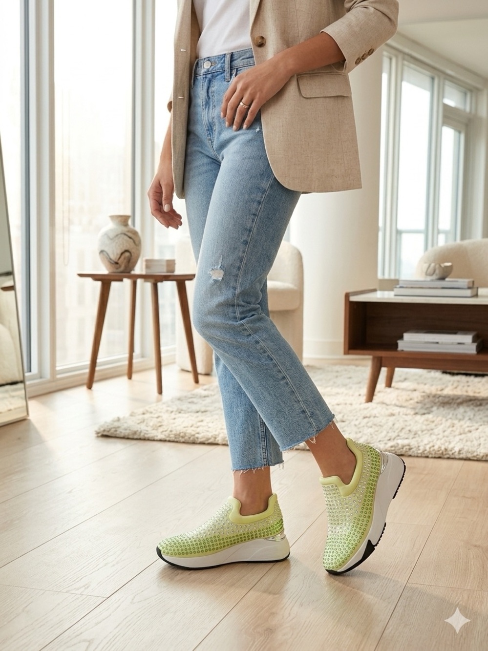 I.N.C. internacional Yellow Crystal-Embellished Slip-On Platform Sneakers #inc